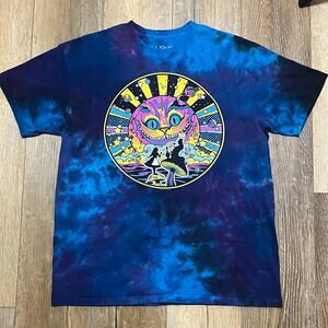 Liquid Blue Shirt Mens L Blue Tie Dye Cheshire Cat Alice Wonderland Psychedelic